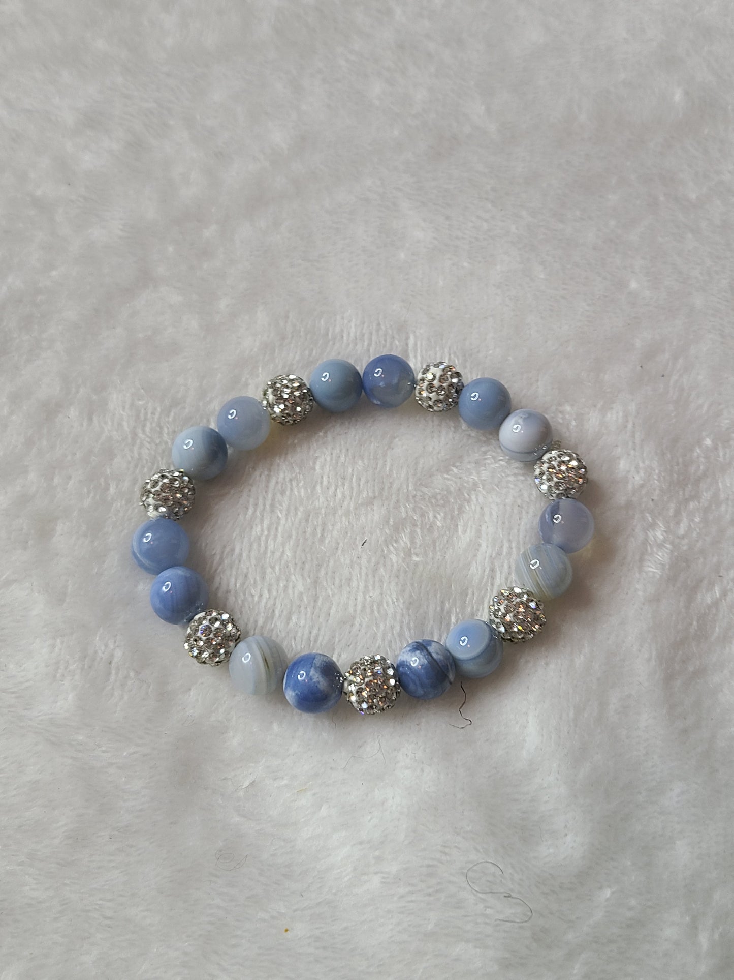 Blue Chalcedony and white Beadthoven stone bracelet