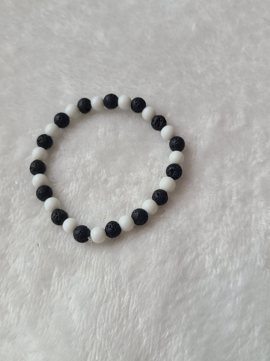 Black onyx and white mat stone bracelets
