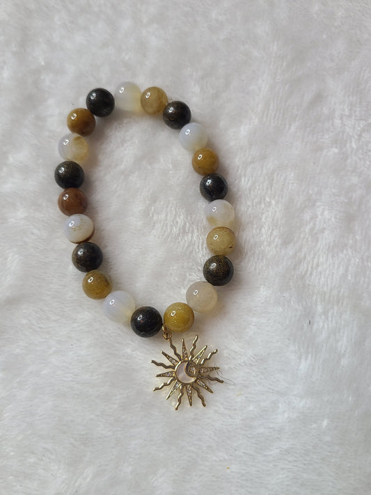 Stone sun and moon bracelet