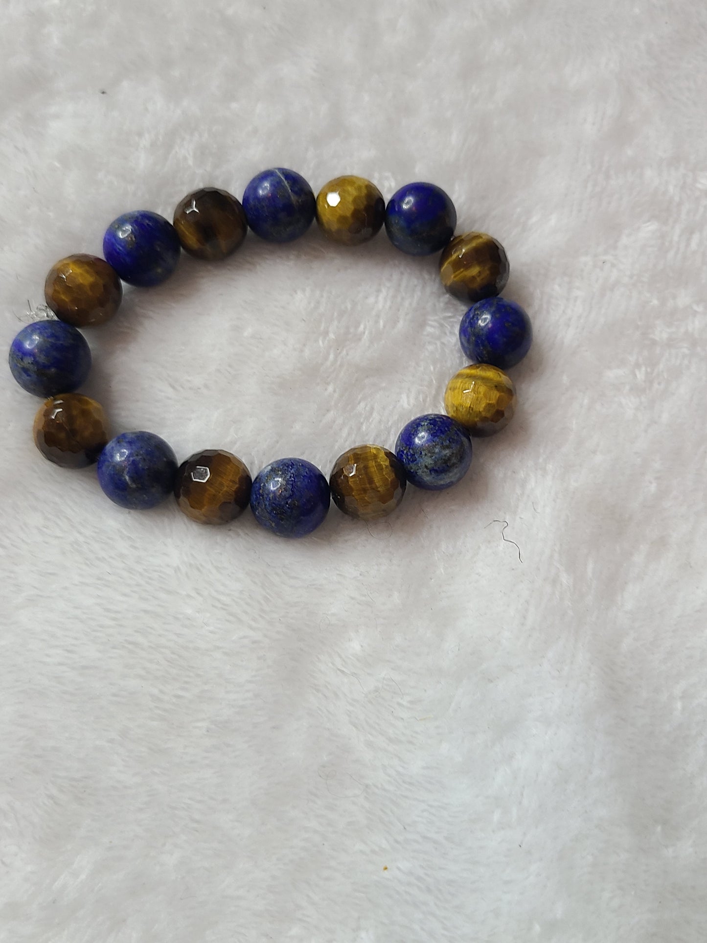 Dark blue Lapis Lazuli and Yellow Tigers eye  stone bracelet