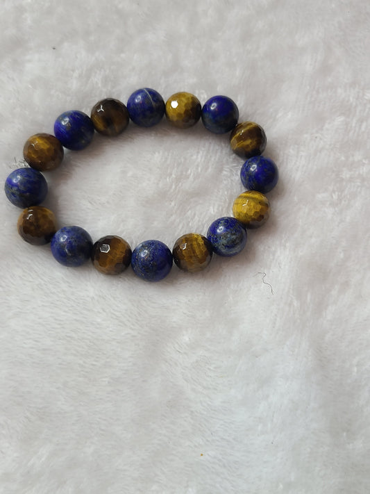 Dark blue Lapis Lazuli and Yellow Tigers eye  stone bracelet