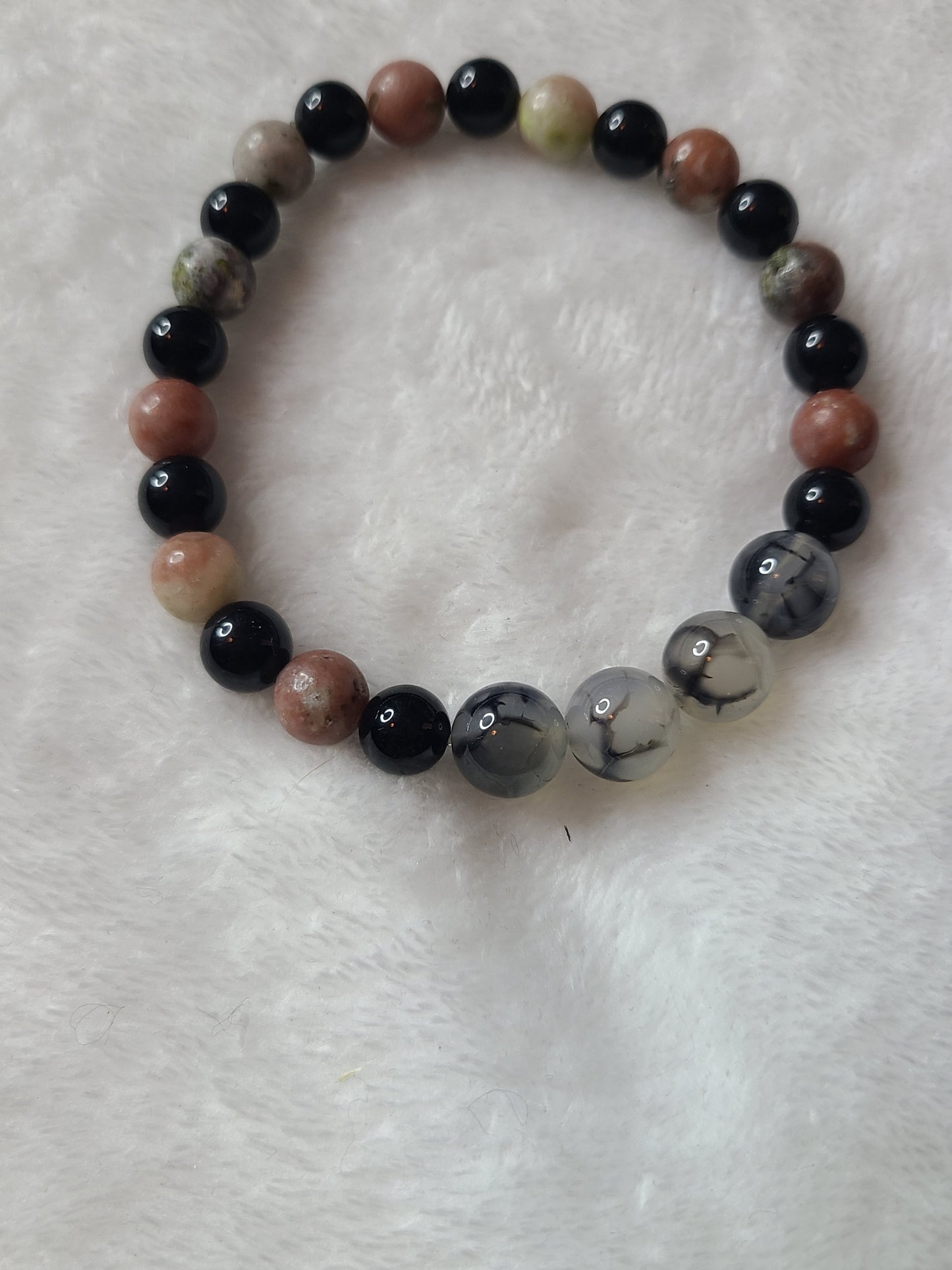 Black and pink (Tourmaline) with Magnesite stone bracelet