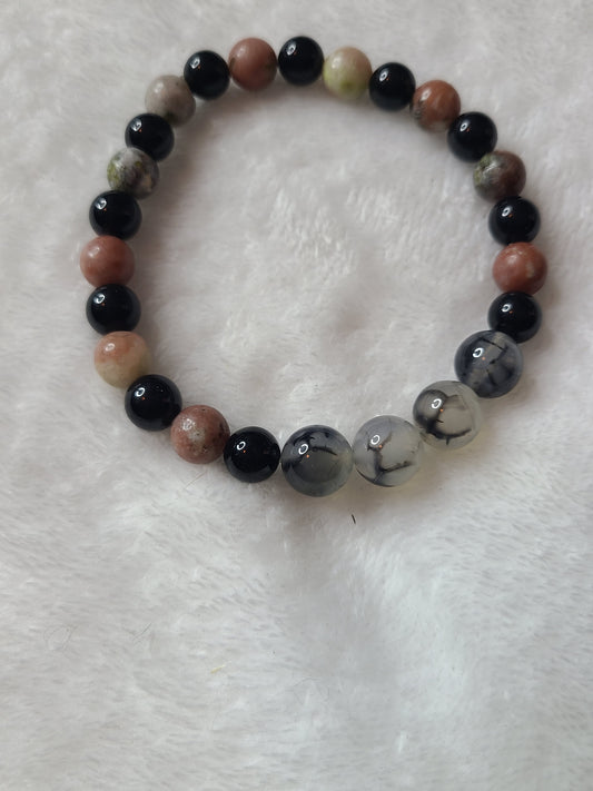 Black and pink (Tourmaline) with Magnesite stone bracelet