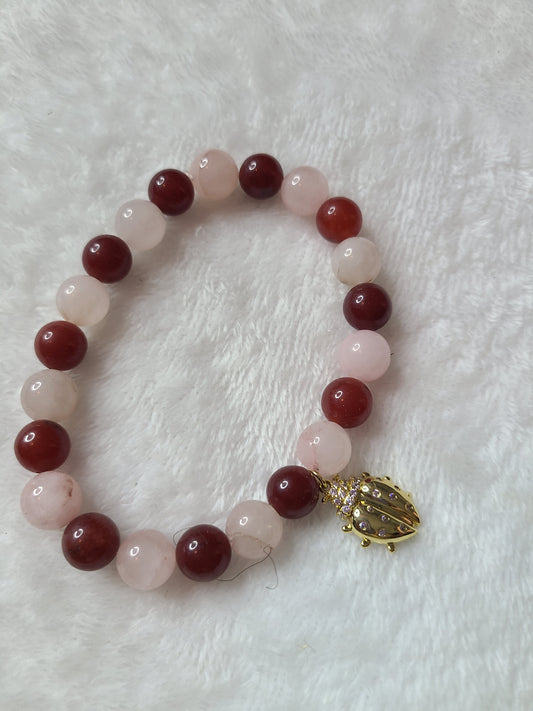 Carnelian agate and  rose quartz  Bracelet