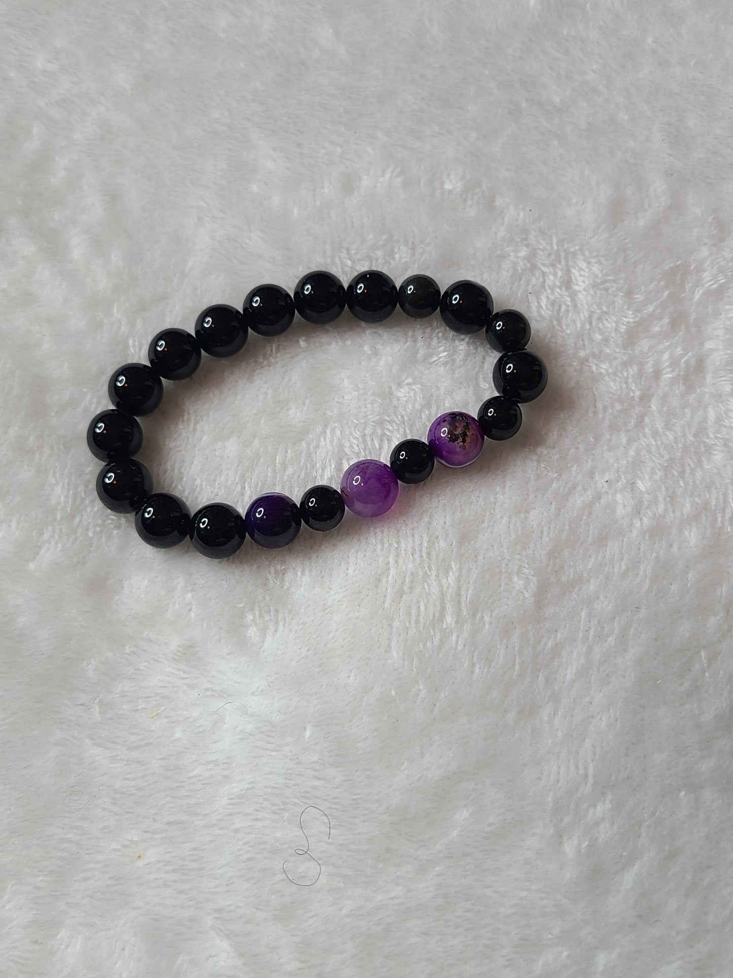 Black onyx and Purple Dyed Agate