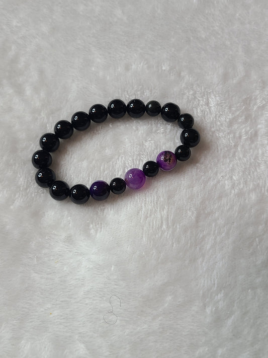 Black onyx and Purple Dyed Agate